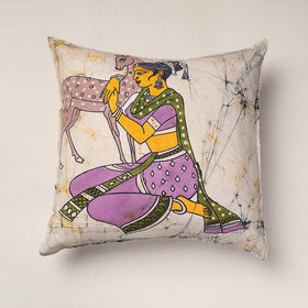  Beige Hand Batik Printed Cotton Cushion Cover