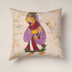  Beige Hand Batik Printed Cotton Cushion Cover