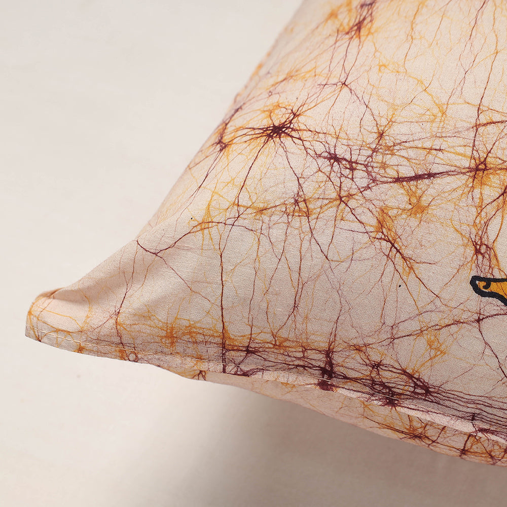  Beige Hand Batik Printed Cotton Cushion Cover