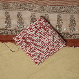 Hand block bagh print cotton 3pc unstitched dress material