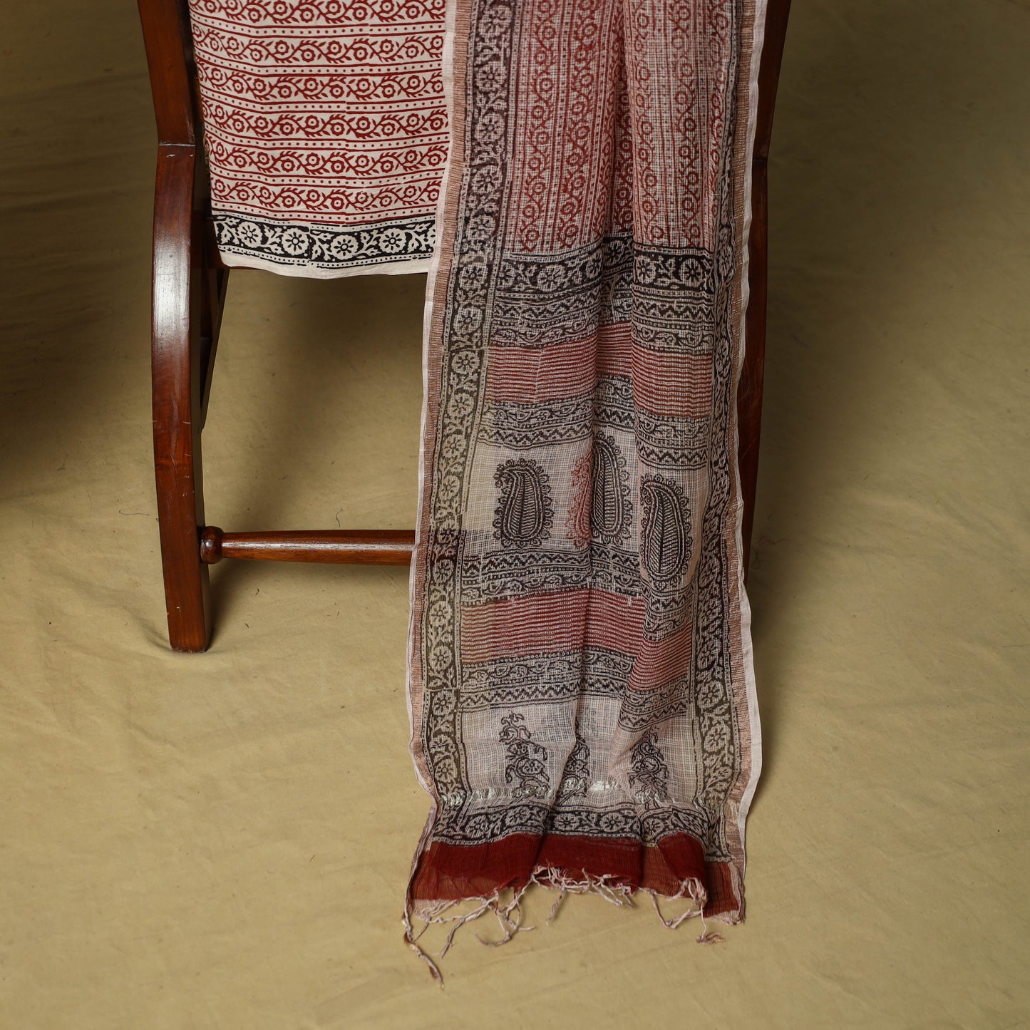 Hand block bagh print cotton 3pc unstitched dress material