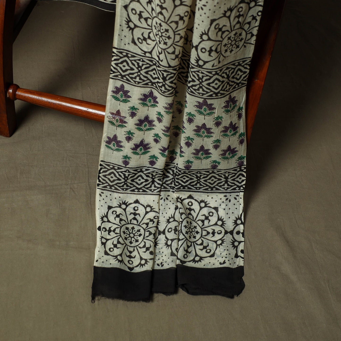 Hand block bagru print cotton 3pc unstitched dress material