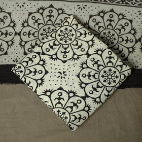 Hand block bagru print cotton 3pc unstitched dress material