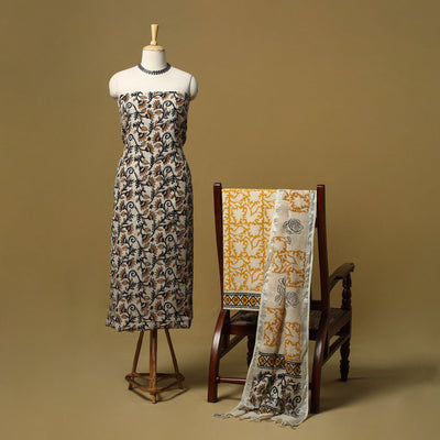 Hand bagru linen 3pc unstitched dress material 12
