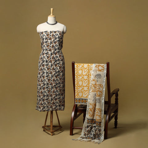 Hand bagru linen 3pc unstitched dress material 12