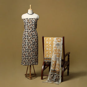 Hand bagru linen 3pc unstitched dress material 12