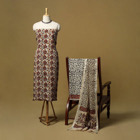 Hand bagru linen 3pc unstitched dress material 17