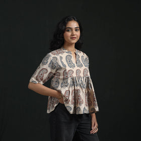 Hand block print cotton natural dyed ajrakh crop top 05