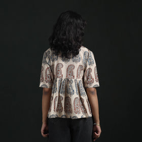 Hand block print cotton natural dyed ajrakh crop top 05