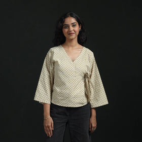 Hand block print cotton natural dyed angrakha ajrakh crop