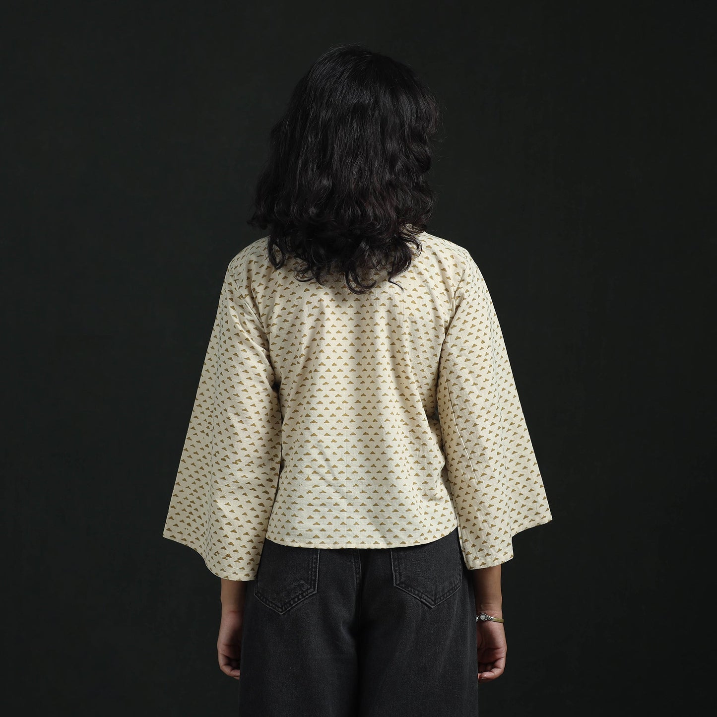 Hand block print cotton natural dyed angrakha ajrakh crop