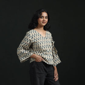 Hand block print cotton natural dyed angrakha ajrakh crop