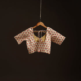Beige - hand cotton sanganeri readymade blouse 07