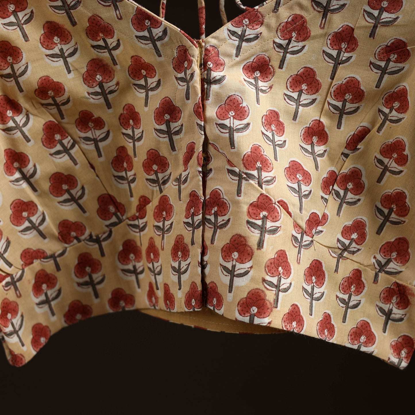 Beige - hand cotton sanganeri readymade blouse 07