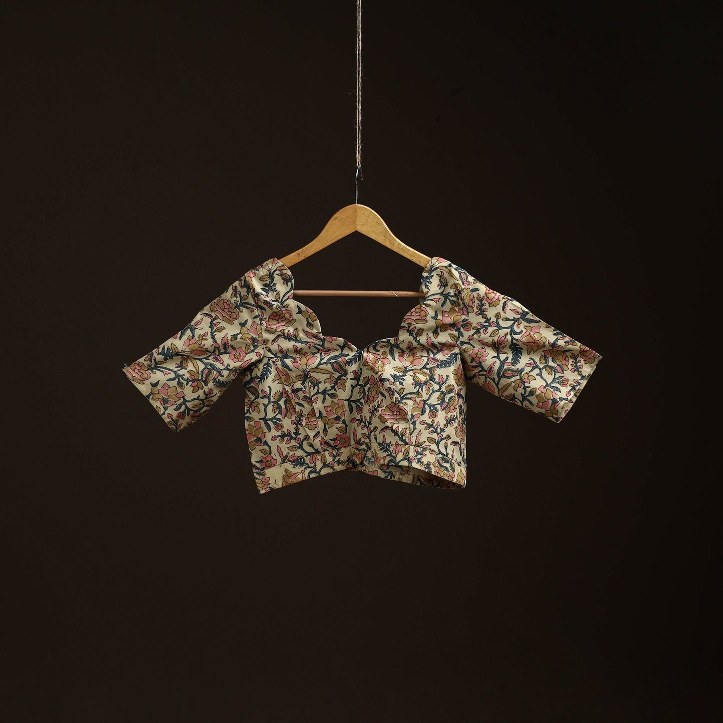 Beige - hand cotton sanganeri readymade blouse 11
