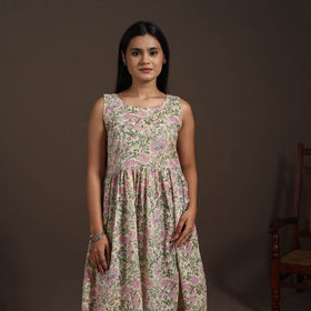 Beige - hand flared sanganeri dress 12 - handcrafted