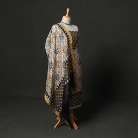 Hand block print linen silk natural dyed ajrakh 2pc