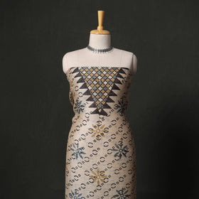 Hand block print linen silk natural dyed ajrakh 2pc