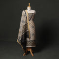 Hand block print linen silk natural dyed ajrakh 2pc