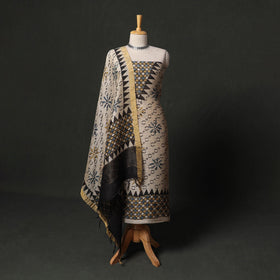 Hand block print linen silk natural dyed ajrakh 2pc