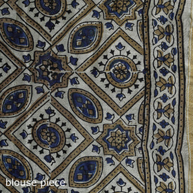 Hand block print natural dyed chanderi silk ajrakh saree 12