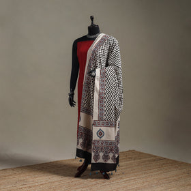 Hand natural dyed cotton dupatta with tassels 14