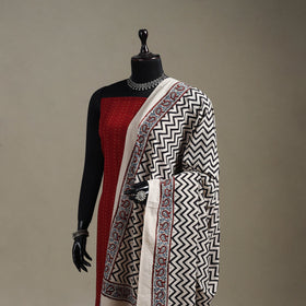 Hand natural dyed cotton dupatta with tassels 14