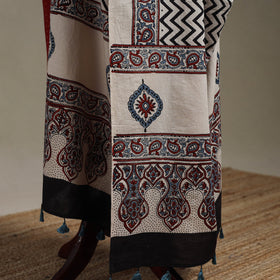 Hand natural dyed cotton dupatta with tassels 14