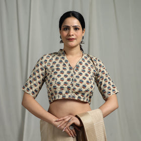Hand natural dyed cotton readymade blouse 10 - handcrafted