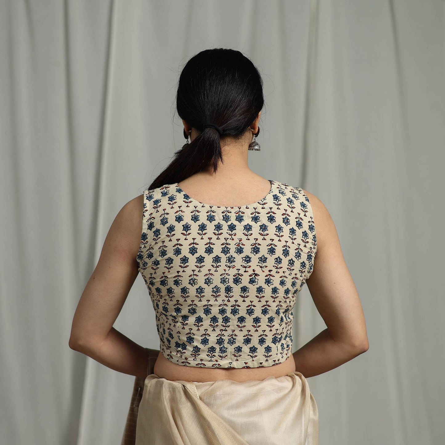 Hand natural dyed cotton readymade blouse 12 - handcrafted