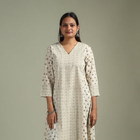 Hand block print natural dyed cotton a-line ajrakh kurta
