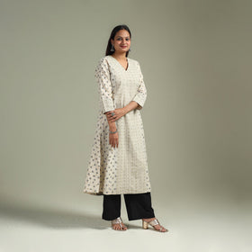 Hand block print natural dyed cotton a-line ajrakh kurta