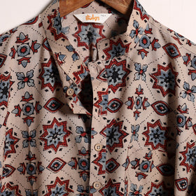 Hand natural dyed cotton short kurta for men 09