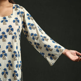 Hand block print natural dyed cotton short ajrakh kurta