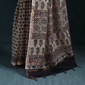 Hand block print natural dyed kota doria cotton ajrakh