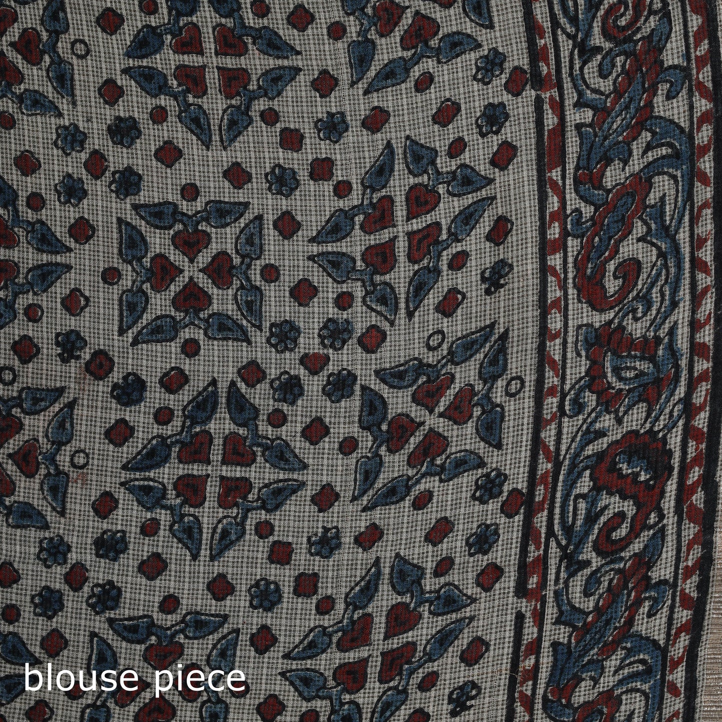 Hand block print natural dyed kota doria cotton ajrakh