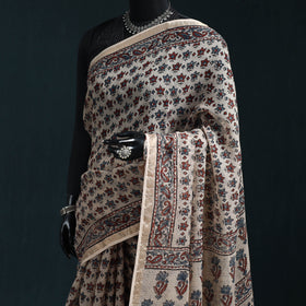 Hand block print natural dyed kota doria cotton ajrakh