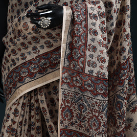 Hand block print natural dyed kota doria cotton ajrakh