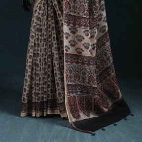 Hand block print natural dyed kota doria cotton ajrakh