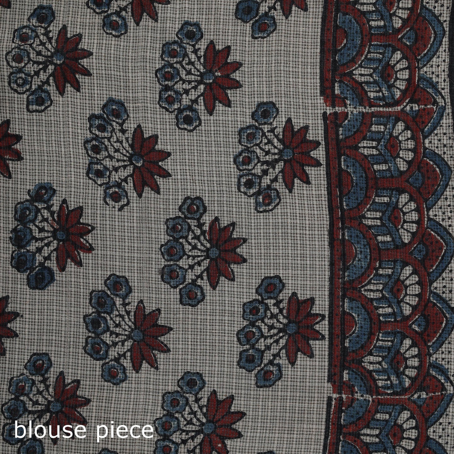 Hand block print natural dyed kota doria cotton ajrakh
