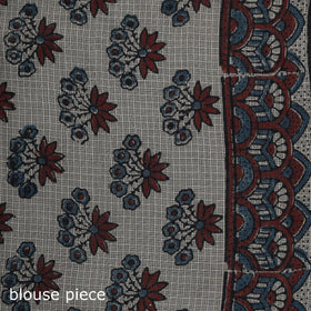 Hand block print natural dyed kota doria cotton ajrakh