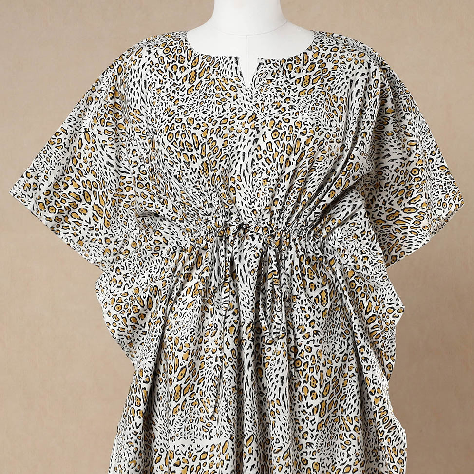  Hand Block Printed Cotton Kaftan with Tie-Up Waist 