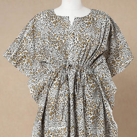  Hand Block Printed Cotton Kaftan with Tie-Up Waist 