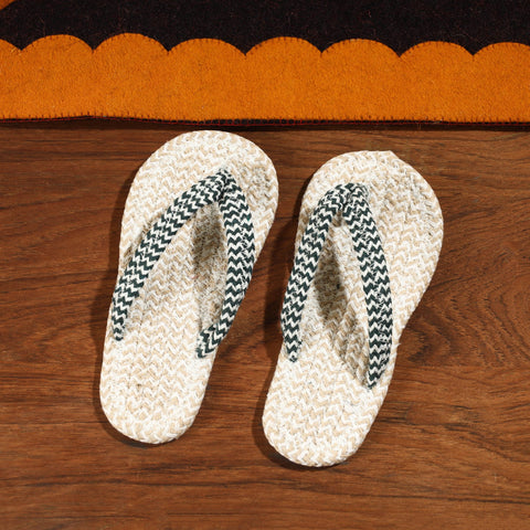 Beige Hand Braided Cotton Stitched Home Slipper