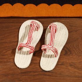 Beige Hand Braided Cotton Stitched Home Slipper