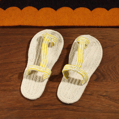 Beige Hand Braided Cotton Stitched Home Slipper