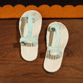 Beige Hand Braided Cotton Stitched Home Slipper