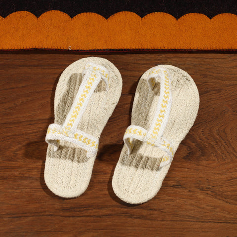 Beige Hand Braided Cotton Stitched Home Slipper