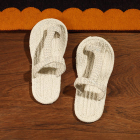 Beige Hand Braided Cotton Stitched Home Slipper