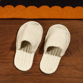 Beige Hand Braided Cotton Stitched Home Slipper